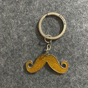 Gold glitter Moustache keychain
